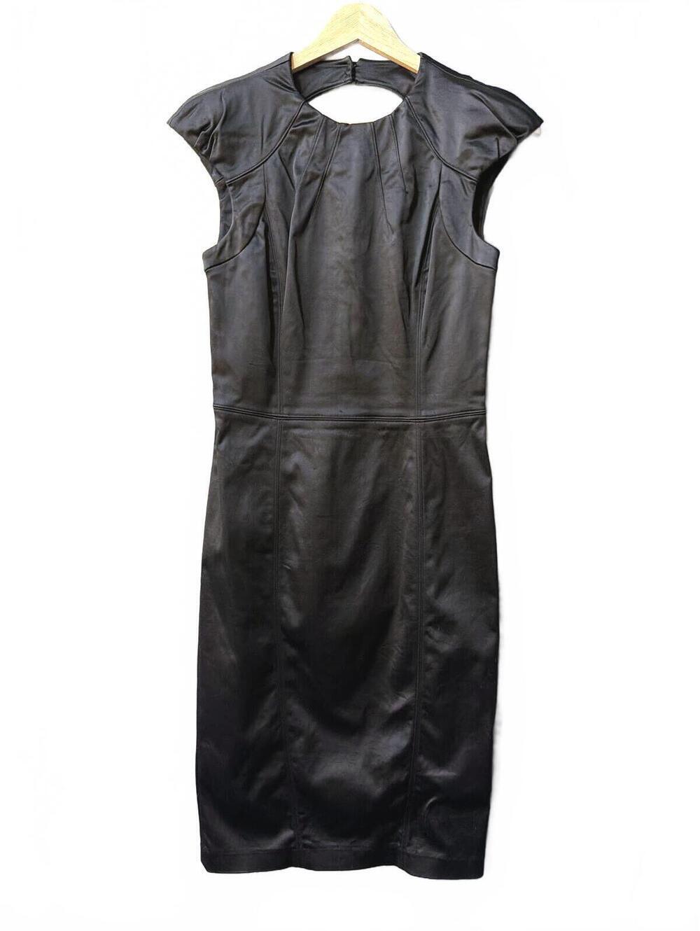 Bebe Black Satin Cutout Midi Dress S - Picture 2 of 9